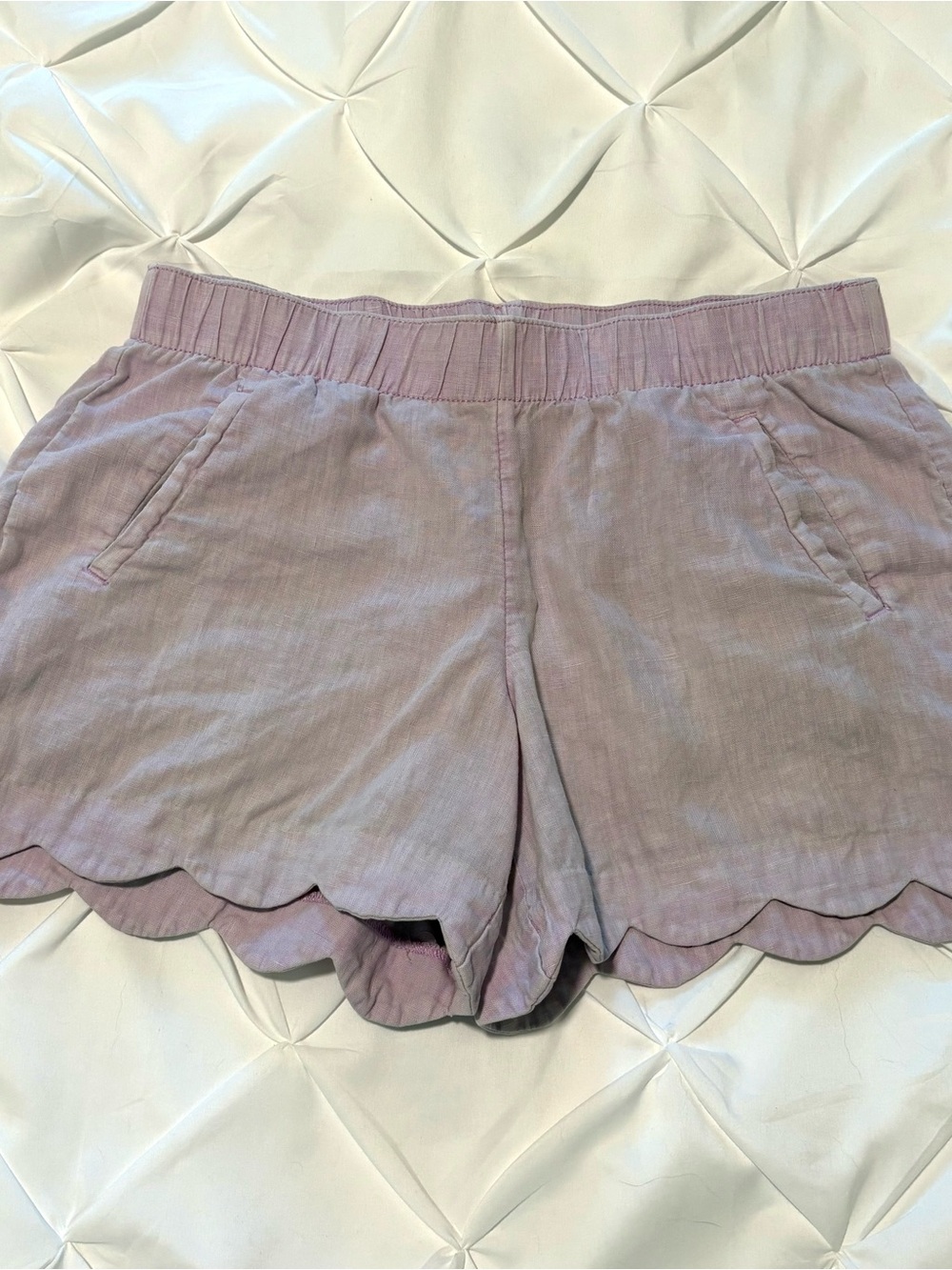 Lilly Pulitzer Brea Linen Shorts Scalloped Hem, Purple Iris, Size Small